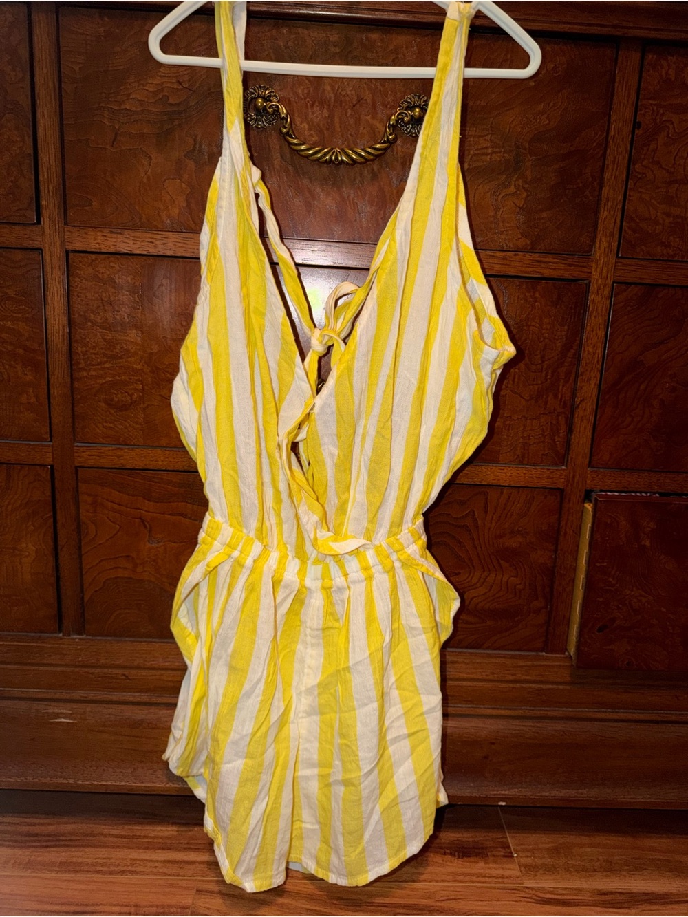 Abercrombie & Fitch Yellow & White Striped One-Piece Romper